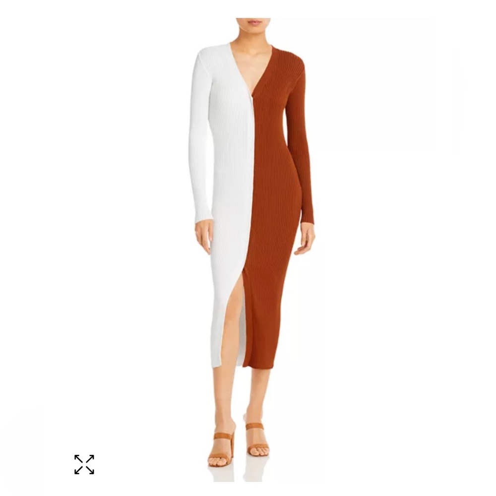 NWOT Staud Color Blocked Ribbed Sweater Dress, Size XL